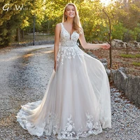 plus size romantic lace wedding dresses a line appliques backless bride dresses coutr train princess tank vestido de novia