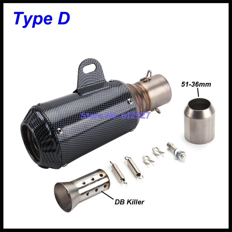 

Inlet 51mm Motorcycle Exhaust Muffler Pipe Motorbike Slip On Escape Moto Universal for Z1000 Z900 ZX-10R ZX-6R FZ1 FZ8 FZ6 etc