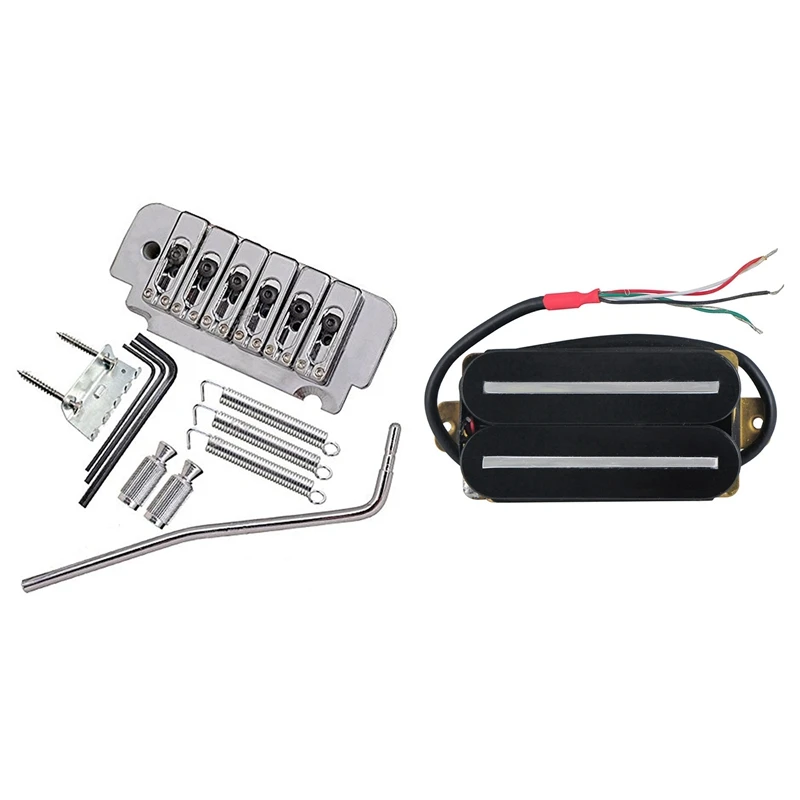 

6-String Saddle Tremolo Bridge for Electric Guitar & High Output Pickup Dual Hot Rail Humbucker Pickups Ceramic