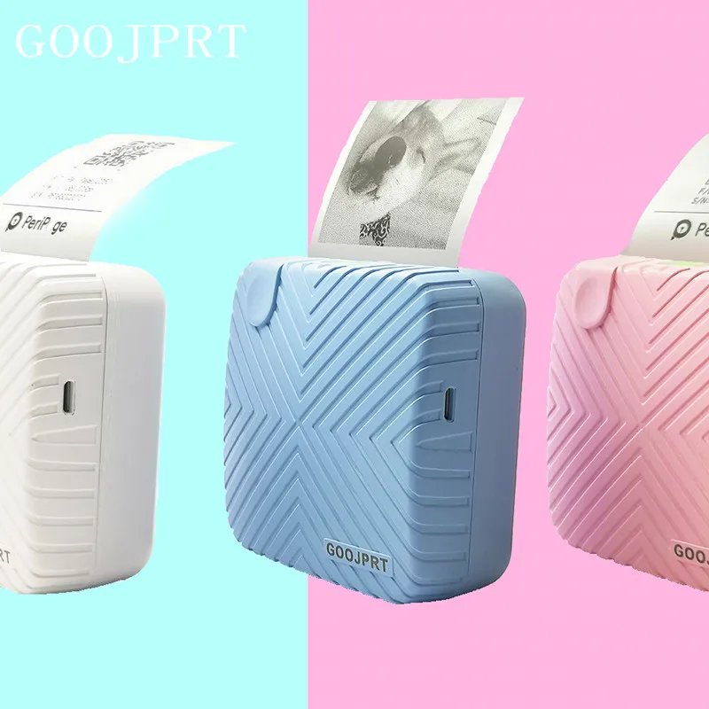 GOOJPRT Симпатичный полосатый термопринтер Bluetooth мобильный телефон ПК размер ладони