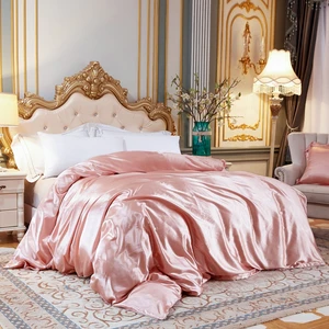1pc solid color duvet cover high end ice silk satin single double queen king size quilt cover soft qualified comfortable free global shipping