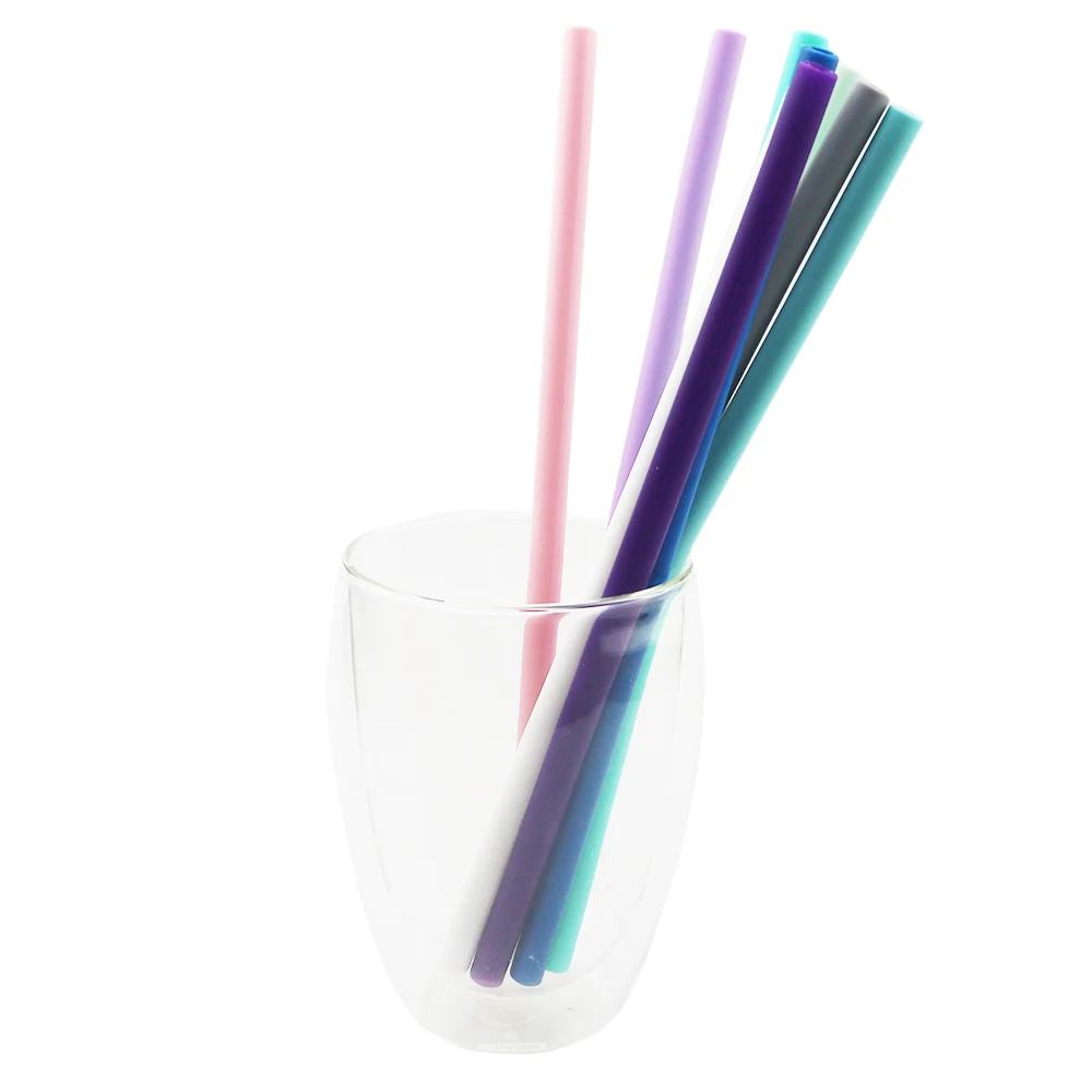 6 шт./компл. набор соломинок из силикона многоразовая соломка 8 мм гибкая с