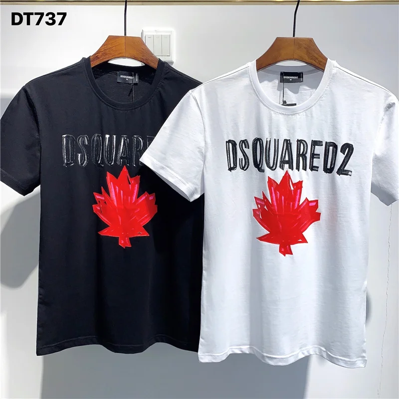 

2021 new Dsquared2 print short-sleeved T-shirt men's letter mirror print D2 fashion trend summer tide 014