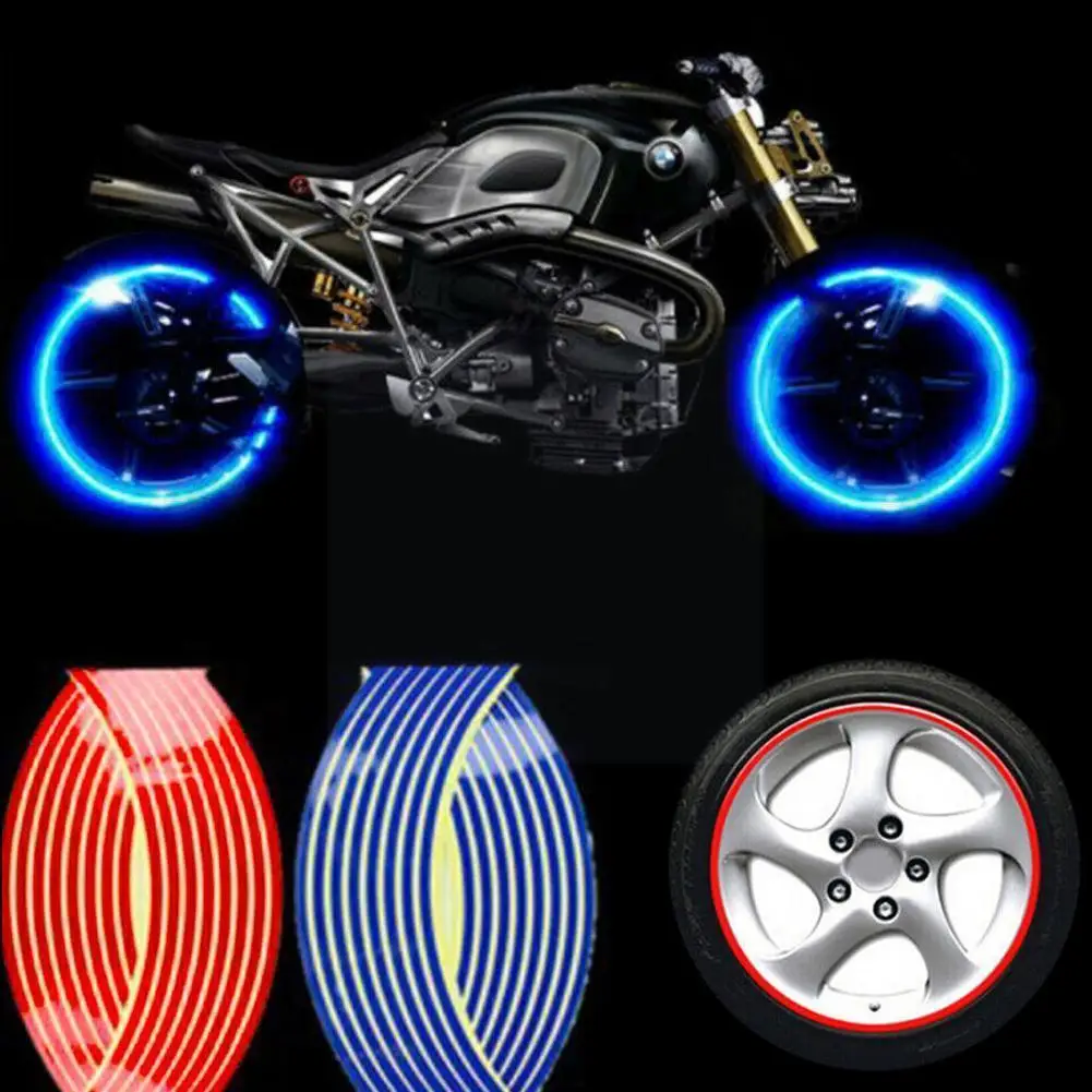 

Four-wheel Reflective Motocross Bike Motorcycle Sticker Stickers Auto Motorcycle For 18' Wheel Styling Motorbike Car Rim M6M7
