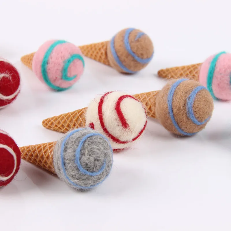 

10pcs 3cm Home Decoration Plain Stripes Wool Felt Ice Cream Handmade DIY Decorative Bouquet Gift Flower Packaging Material