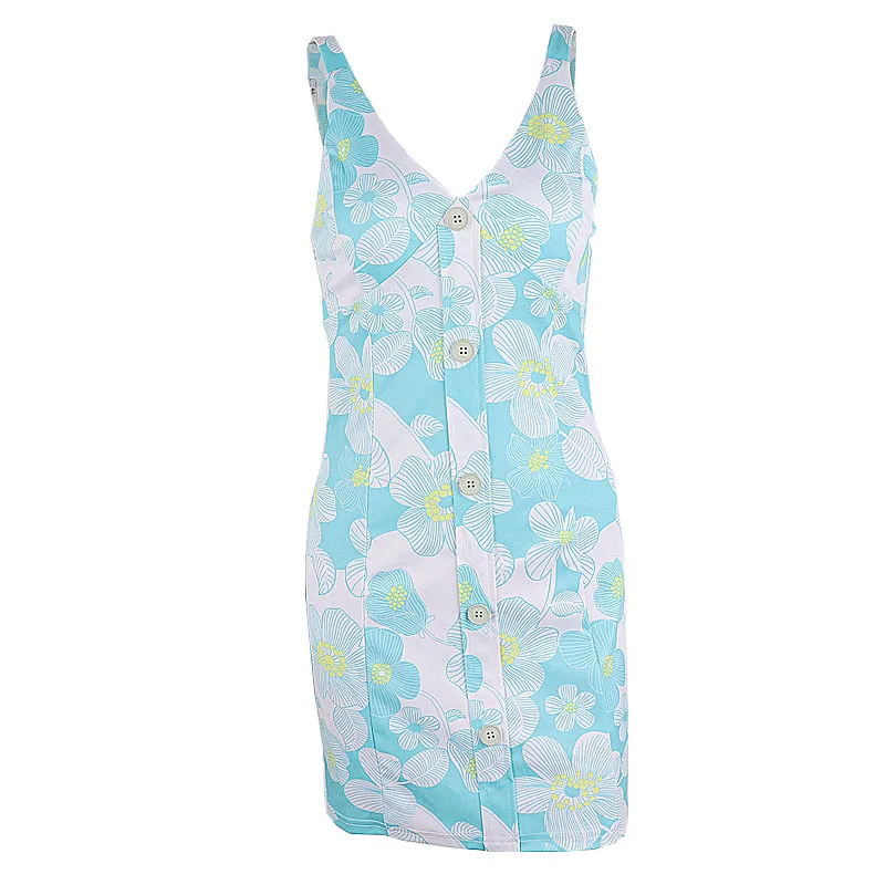 

2021 Sexy Mini Dress for Women Fashion Ladies Bodycon Floral Print Backless V-neck Sleeveless Elegant Cottagecore Party Dress