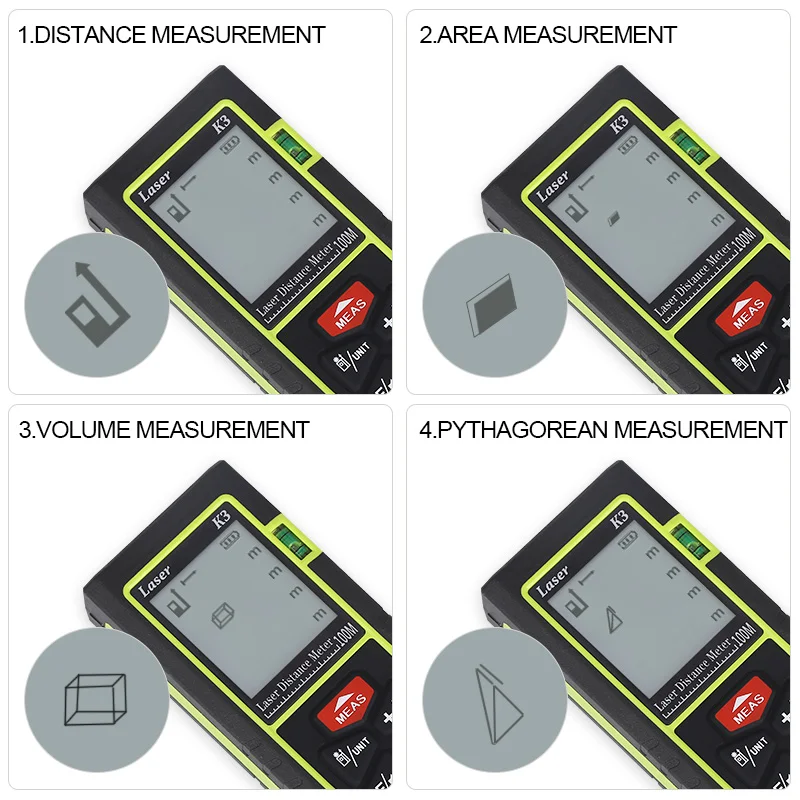 Лазерный дальномер KIRA 100м 70м 50м 40м лента дальномера для измерения цифровой линейки транспортир.