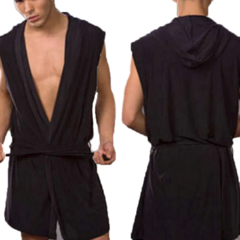 Новая мужская пижама банный халат с Короткие трусы мужские сексуальные пижамы