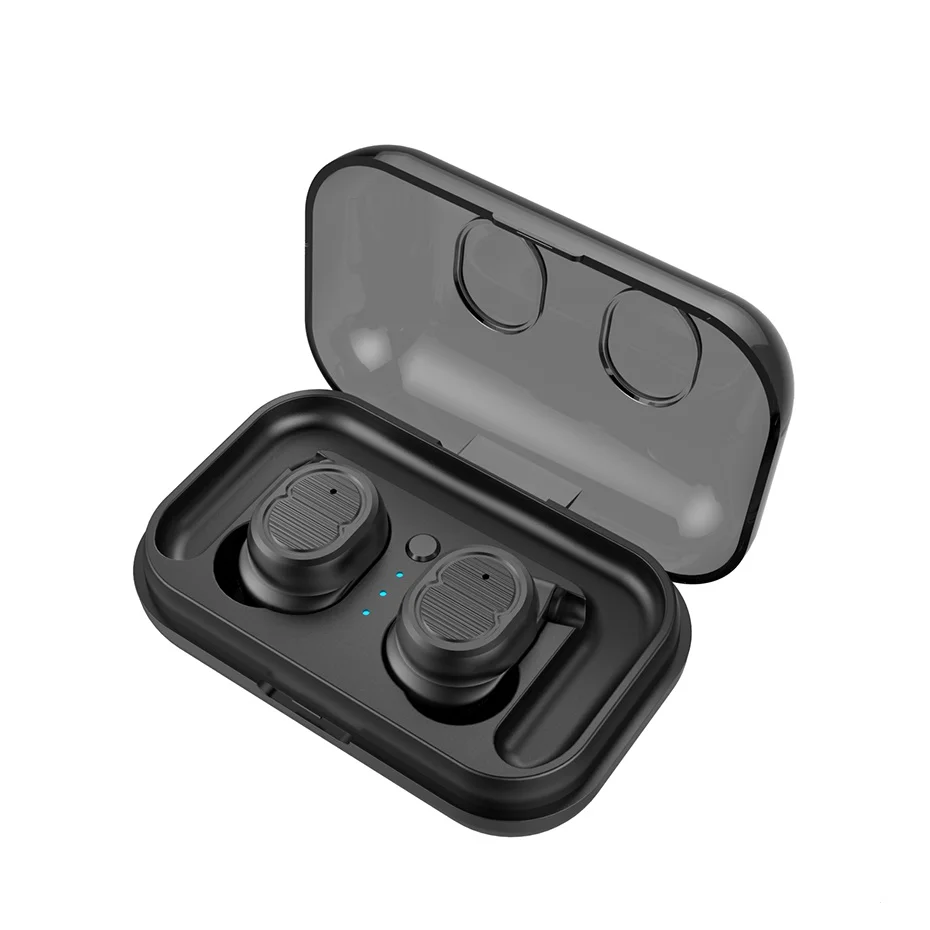 Черный Беспроводные наушники Bluetooth 5,0, наушники с сенсорным управлением, настоящие наушники, мини водонепроницаемые наушники с зарядным устройством для смартфона - Цвет: Черный