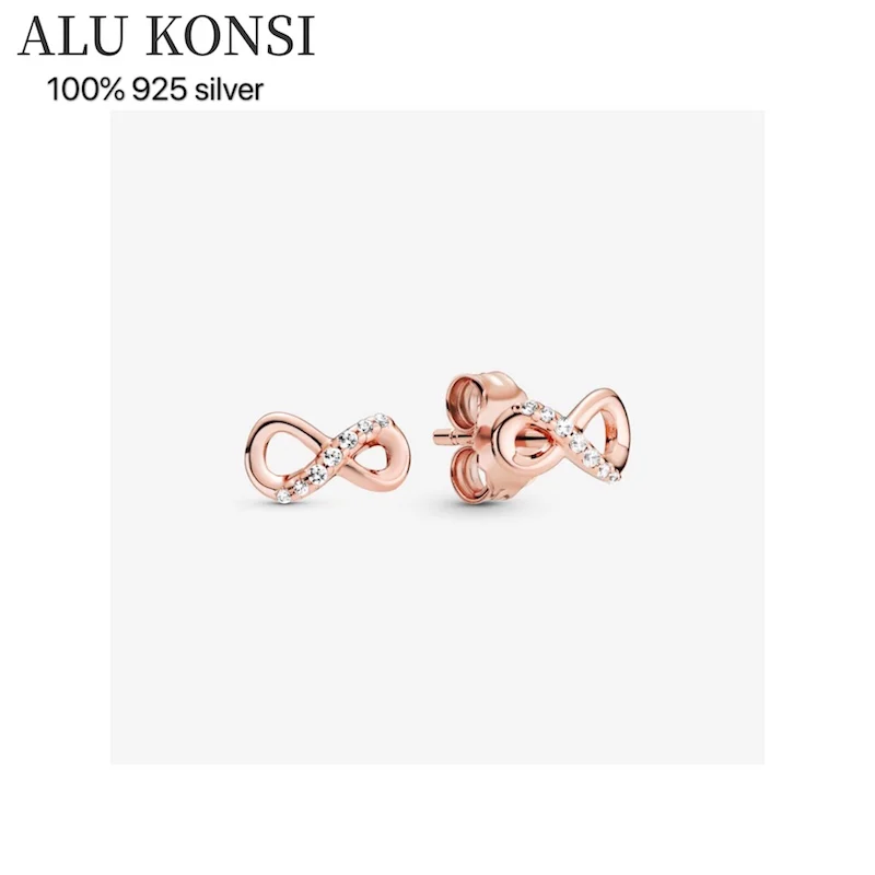 

Fit Original luxury Real 925 Sterling Silver authentic bowknot pan earrings For Women high quality DIY fashion wedding Jewelry