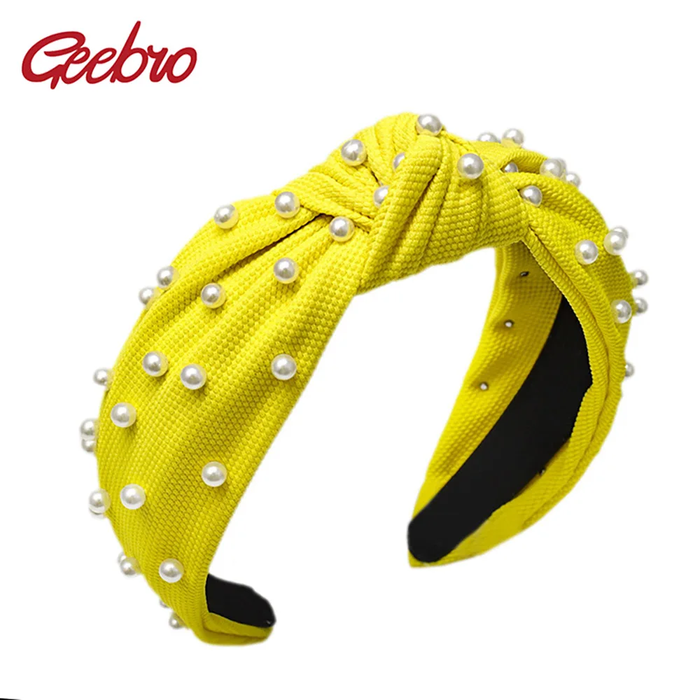 Ободок Geebro женский с жемчужными бусинами милый элегантный обруч для волос
