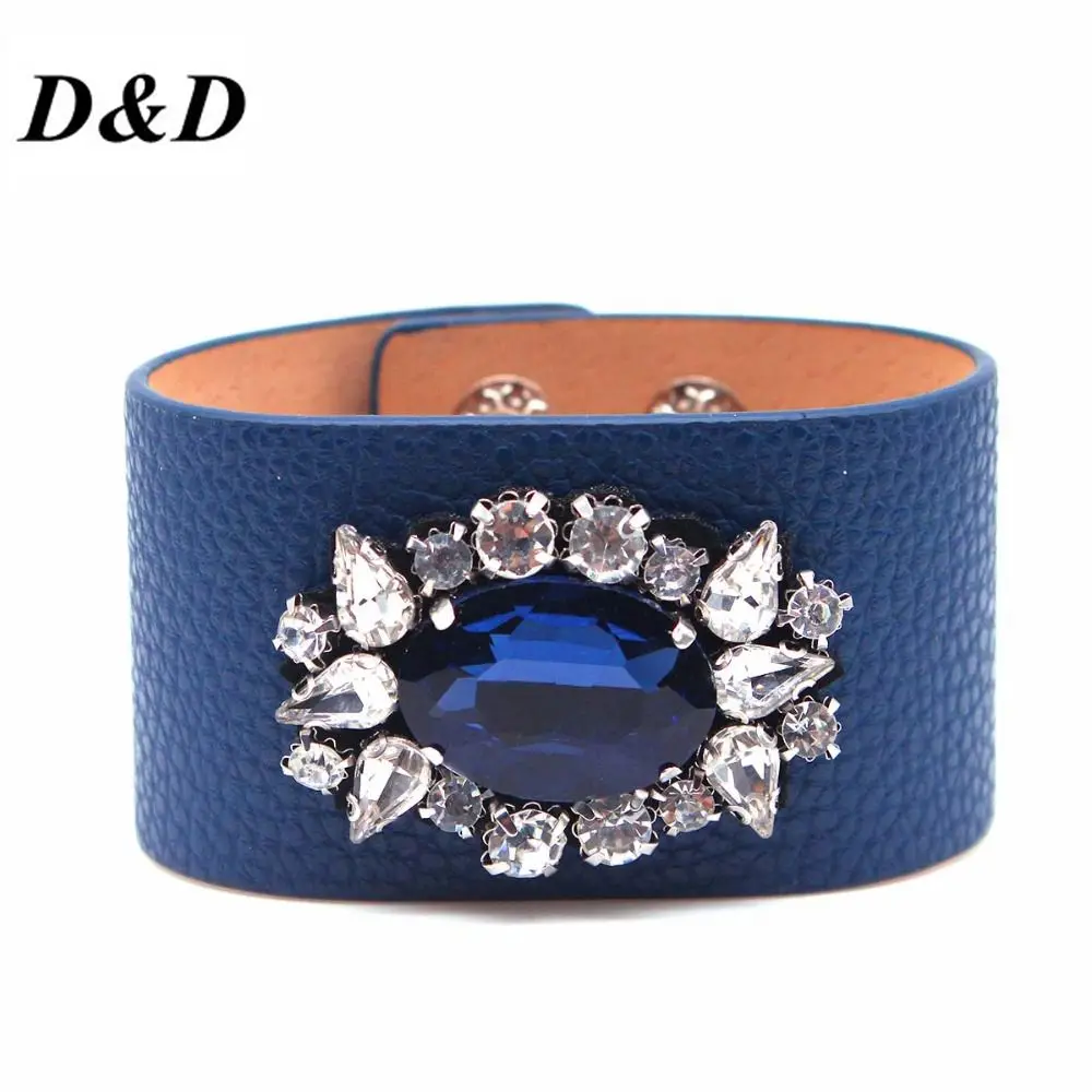 Новый кожаный браслет стразы очаровательный узкий Модный Ювелирный браслет|bracelet