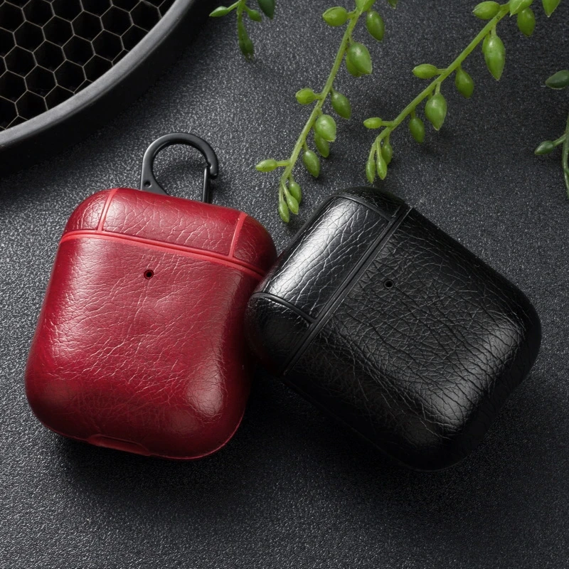 Protective Bag Leather Sleeve Cover Case Storage Earphone Portable For Apple AirPods 1/2 Charging Box Anti-Lost With Hook | Электроника