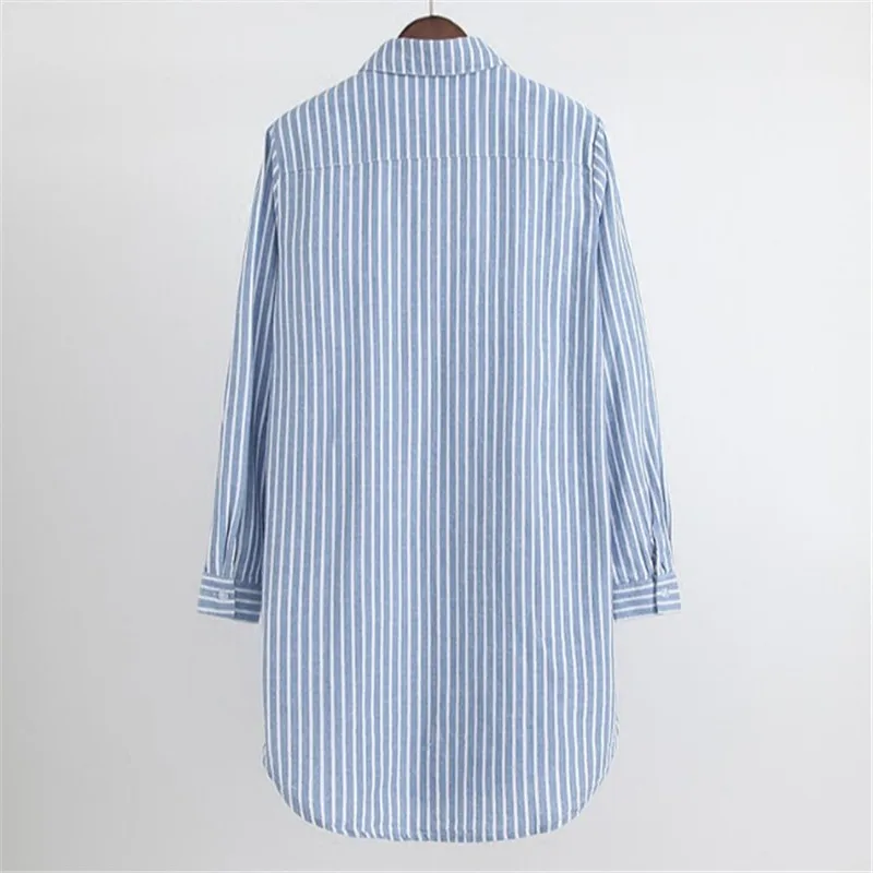 Женская рубашка средней длины свободная блузка в Вертикальную Полоску модель 2020