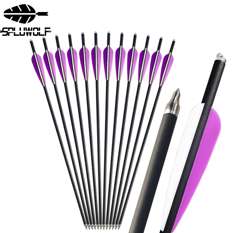 

12PCS 8.8mm Archery Carbon Arrows 400 Spine Crossbow Bolts For Hunting