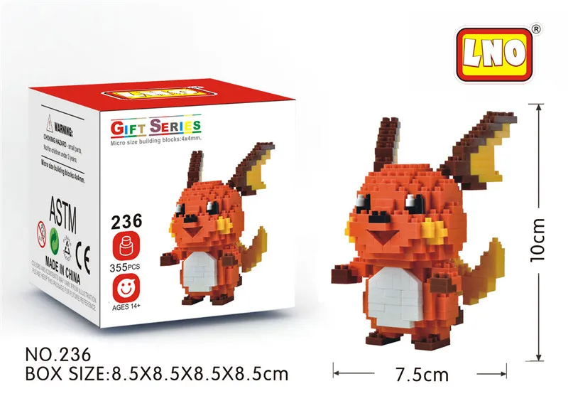 236 without box LNO, алмазные блоки, фигурки, каваи, 3D, Пикачу, японское аниме, мультфильм, пластиковые строительные кирпичи, игра, сделай сам, модель, обучающие игрушки - Цвет: 236 without box