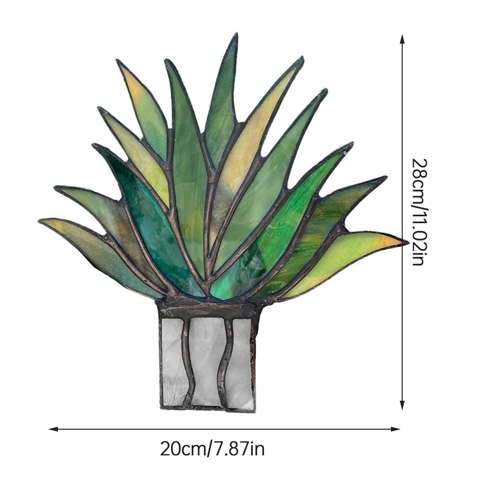 

Artificial Agave Garden Stained Glass Aloe Potted Potted Decorative Garden Ornaments Plant Suncatcher Decoration Green