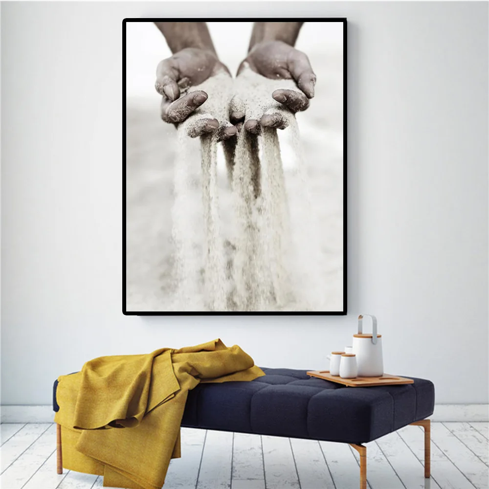 

Modern Decorative Fingertips Flowing Out of Sand Wall Painting Art Posters and Prints Desert Pictures Living Room Decoration