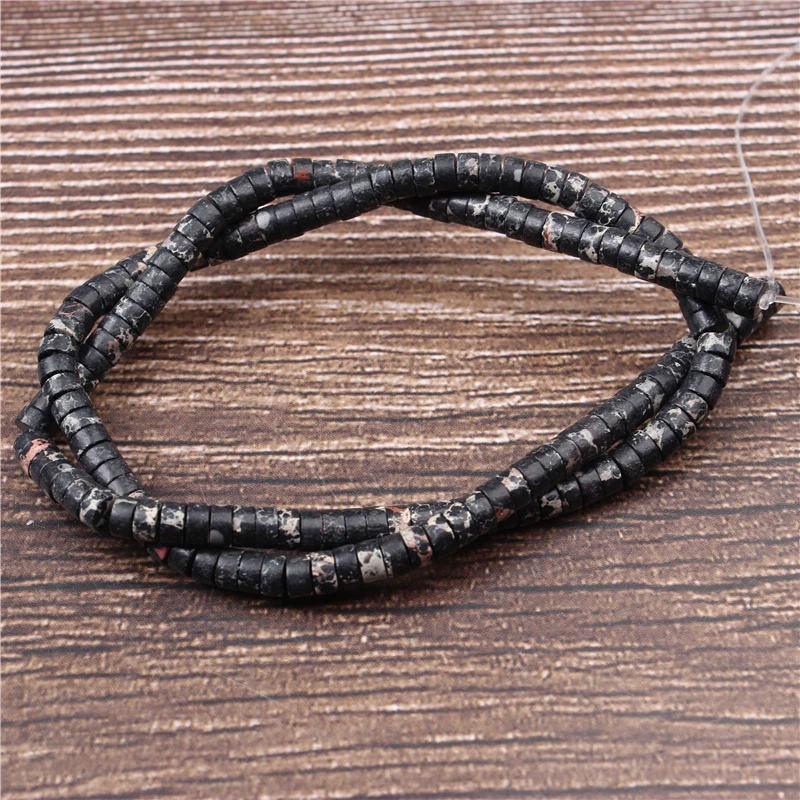 

Lanli Fashion jewelry natural gemstone interval black imperial jasper loose beads 2x4mm DIY bracelet necklace and accessories