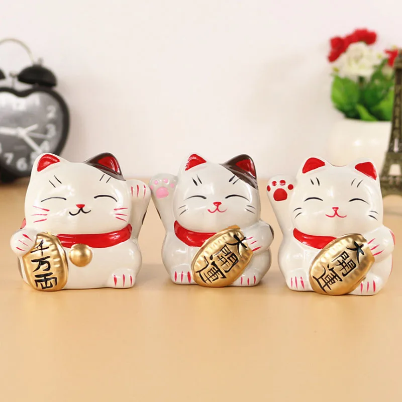 Cute Lucky Cat Shape Piggy Bank Money Saving Box Coin Storage Banks Creative Figurines Home Decor Birthday Gift for Kids Child | Дом и сад
