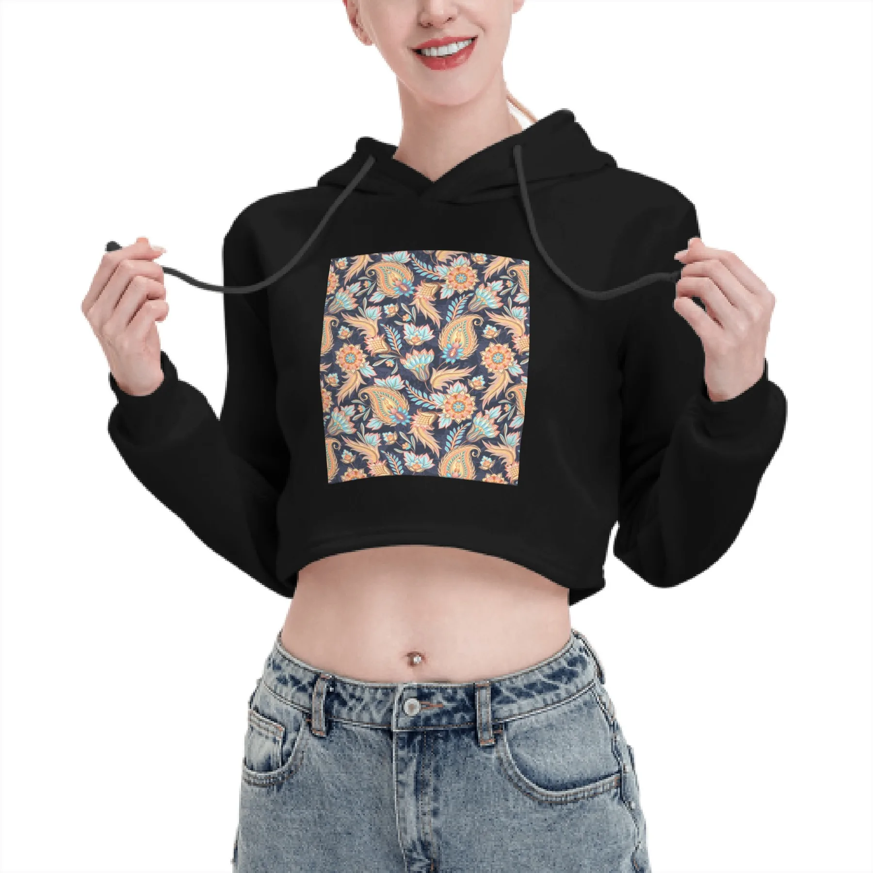 

Black Short Hoodies Sweatshirts Woman Clothes Blouses Kawaii Y2k Long Sleeve Top Pullover Women's Clothing