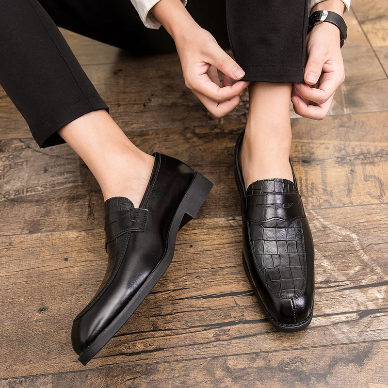 Mens Shoes Formal Pointed Toe Wedding Business Leather Fashion British Style Dress Outdoor Flats Evening | Обувь