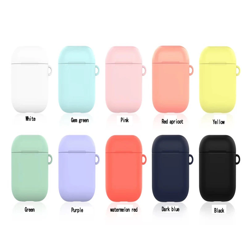 KJOEW для AirPods чехол сплошной цвет матовый наушников TPU простые наушники Apple Airpods1/2