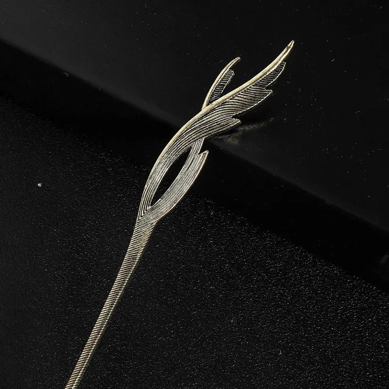 Женская заколка для волос с золотыми металлическими кристаллами и перьями