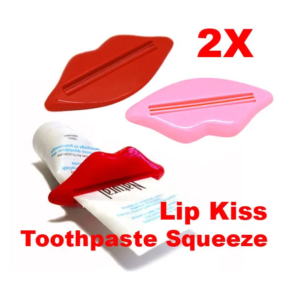 

2 Pcs Kiss Lip Toothpaste Squeezer Easy Press Tube Dispenser Gadget THIN889