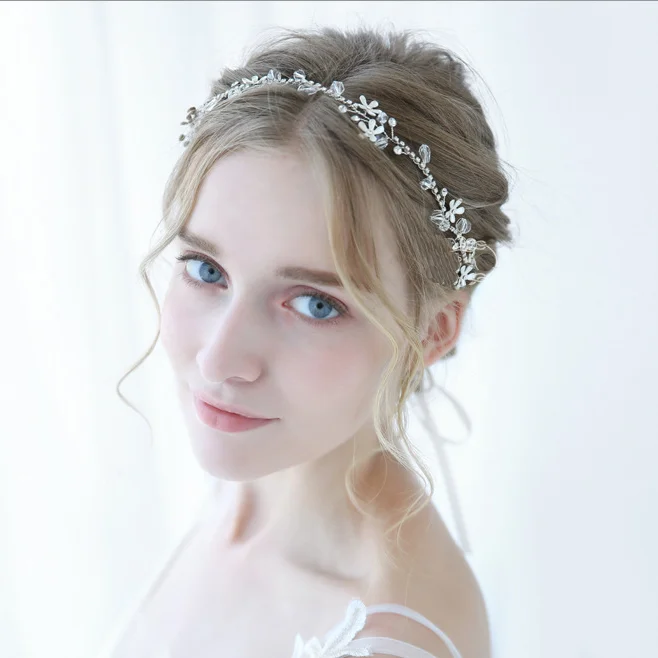 Серебряные бусины кристаллы свадебные аксессуары для волос элегантный