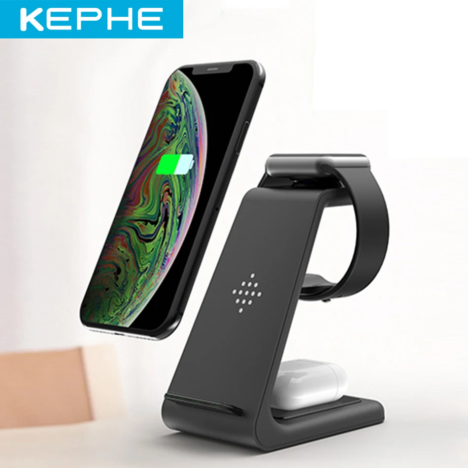 Беспроводное зарядное устройство 3 в 1 для iPhone 11/Xs AirPods Apple Watch 1/2/3/4/5 Беспроводная