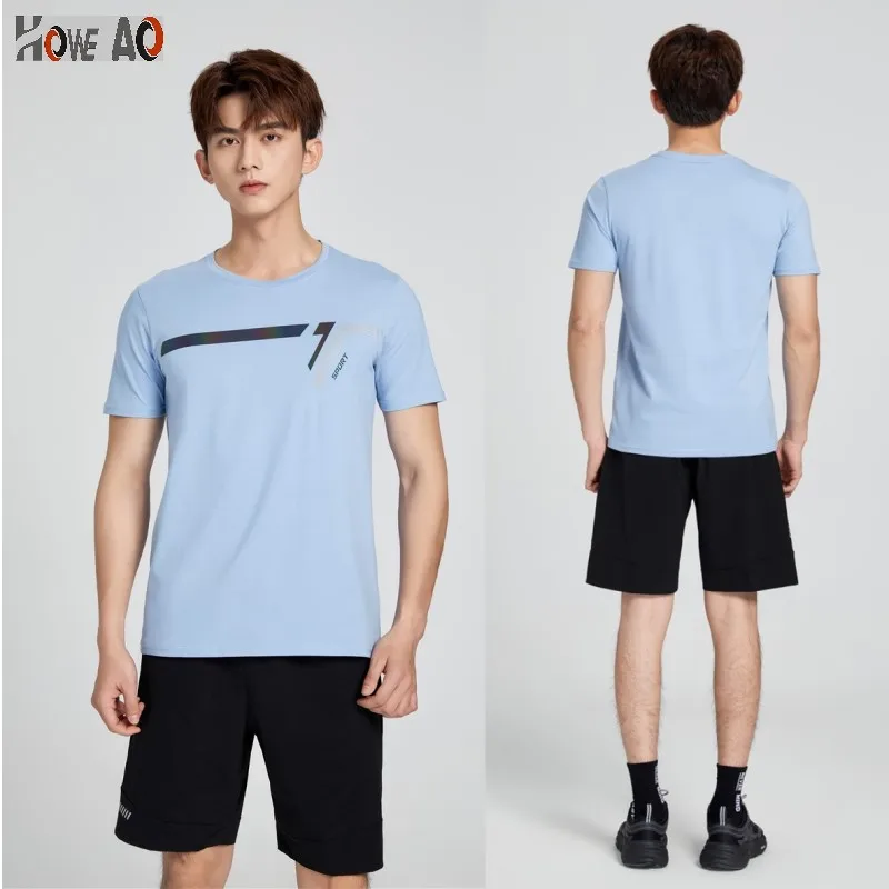 

HOWE AO Quick-Dry Men Running T-shirt,Breathable Training Gym Fitness Tops ,Male Loose Sports Short Sleeve Shirt