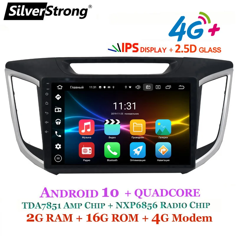 SilverStrong IPS 2.5D Android10.0 Creta Radio 2din GPS для Hyundai IX25 10 1 дюймов 4G модем Навигация