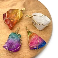 2pcspack irregular shaped crystal pendants colorful 17x41 30x53mm sizes 6 colors for choice for making necklace natural stone