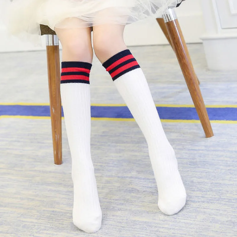 Детские гольфы из чесаного хлопка с радужными полосками длинные для мужчин и