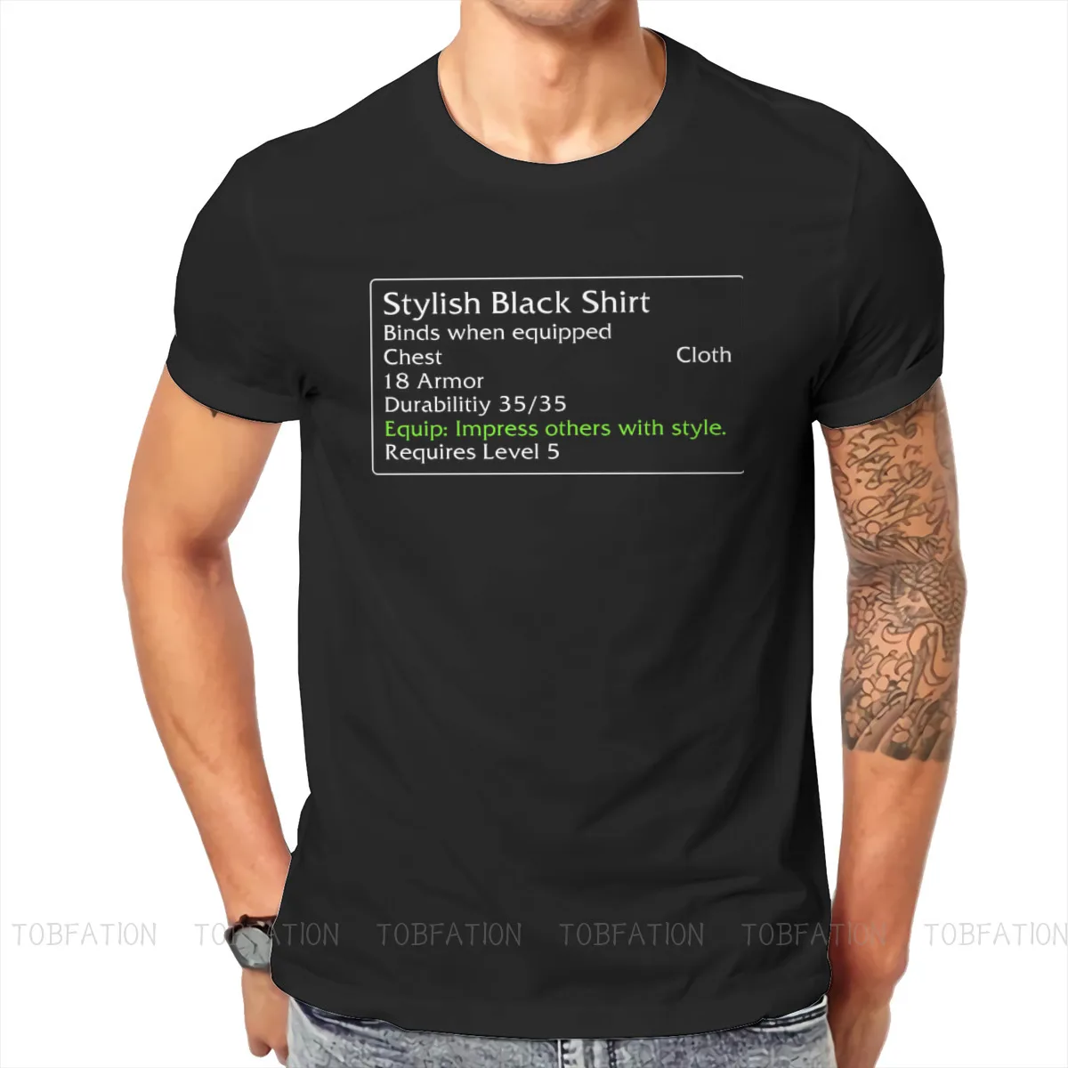 

Stylish Black Essential Harajuku TShirt World of Warcraft Printing Streetwear Leisure T Shirt Men Short Sleeve Gift Idea