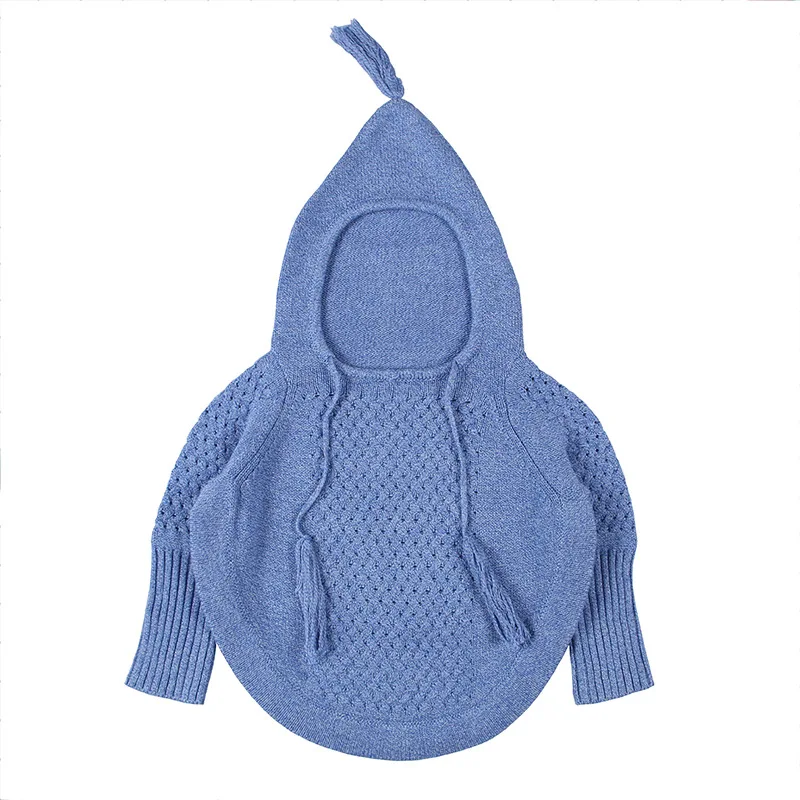 

Детская Милая хлопковая вязаная накидка с капюшоном, милая шаль принцессы, новый модный простой детский однотонный пуловер, свитер, накидка...