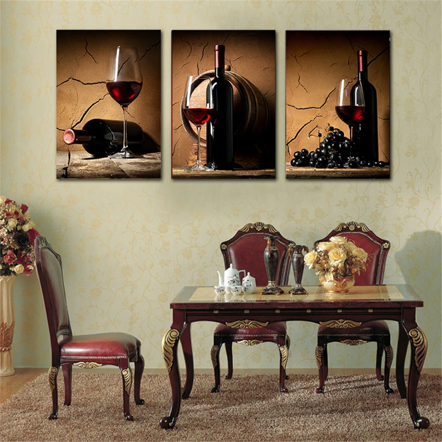 Настенная Картина на холсте с изображением красного вина и бокалов постеры