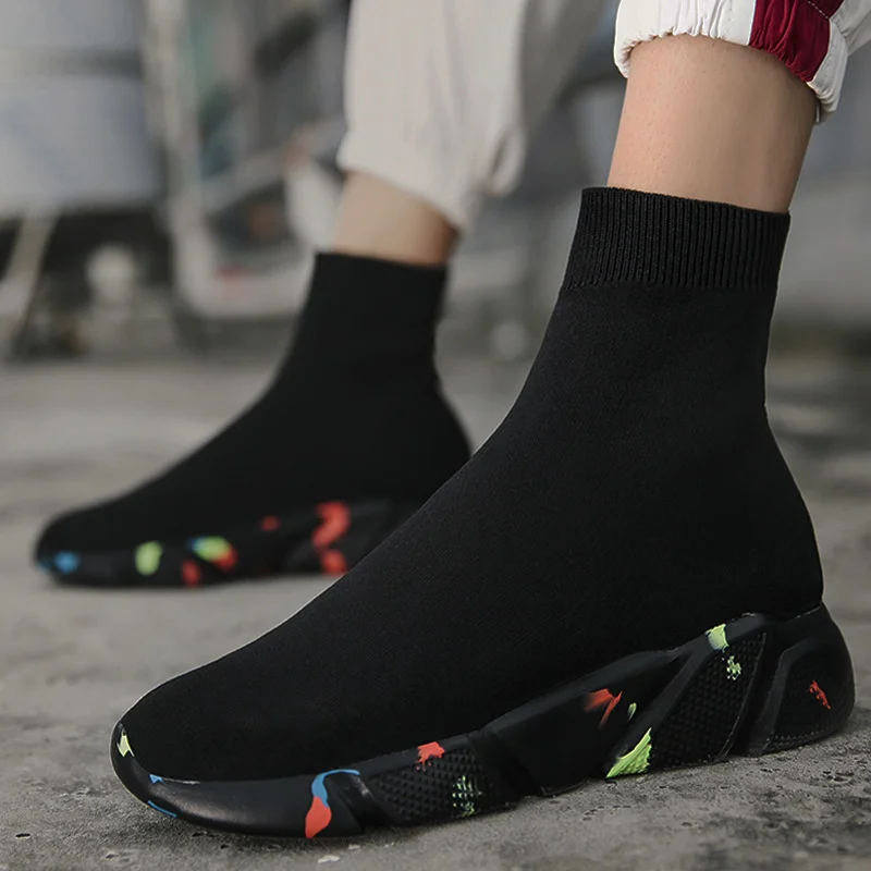 

2022 summer new breathable ankle boots women's socks shoes women's sports shoes casual elastic wedges platform shoes