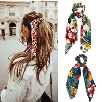 1pcs flower bow long ribbon hair tie women elastic hair bands for girls headbands ponytail scarf hair accessories 2021