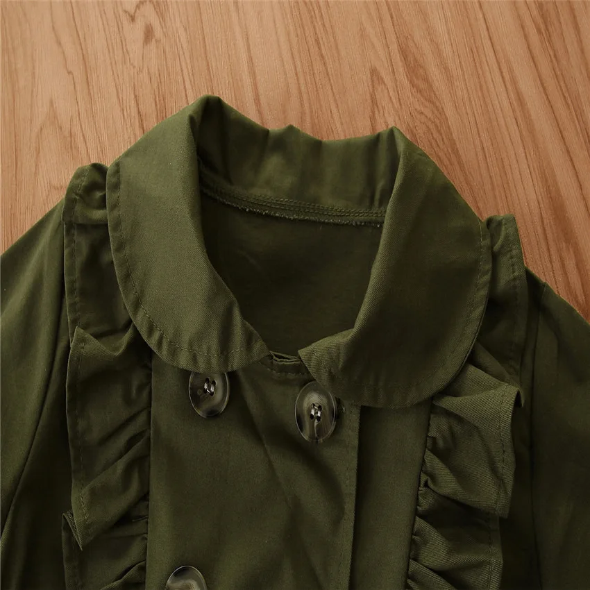 Детское пальто двубортная Одежда для девочек осень 2021 кружевная ветровка с