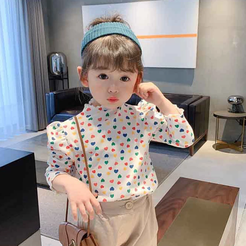 

Fashion Autumn Little Lolita Love Floral Shirt New Korean Style advanced Children's Tops Long Sleeve Boutique Outfits Baby Girls