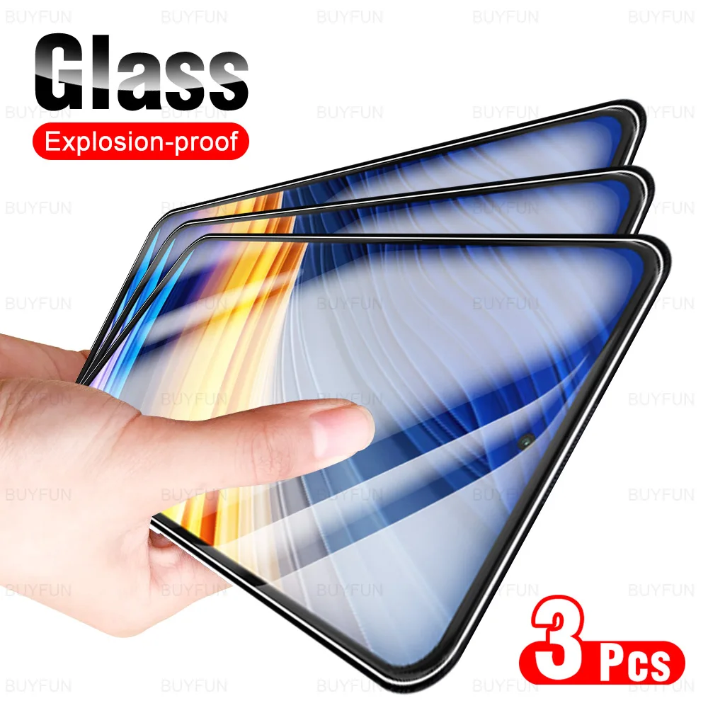

For Poco X3 Pro 3pcs tempered protective safety screen protector glass on for xiaomi poco x3 m3 pro poko x3 nfc gt f3 x3nfc x3gt