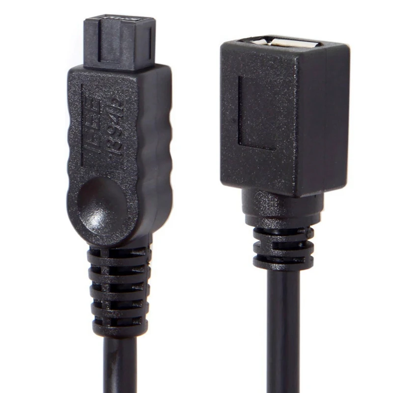 10Cm 1394 6Pin Female To 1394B 9Pin Male Firewire 400 800 Cable Black |