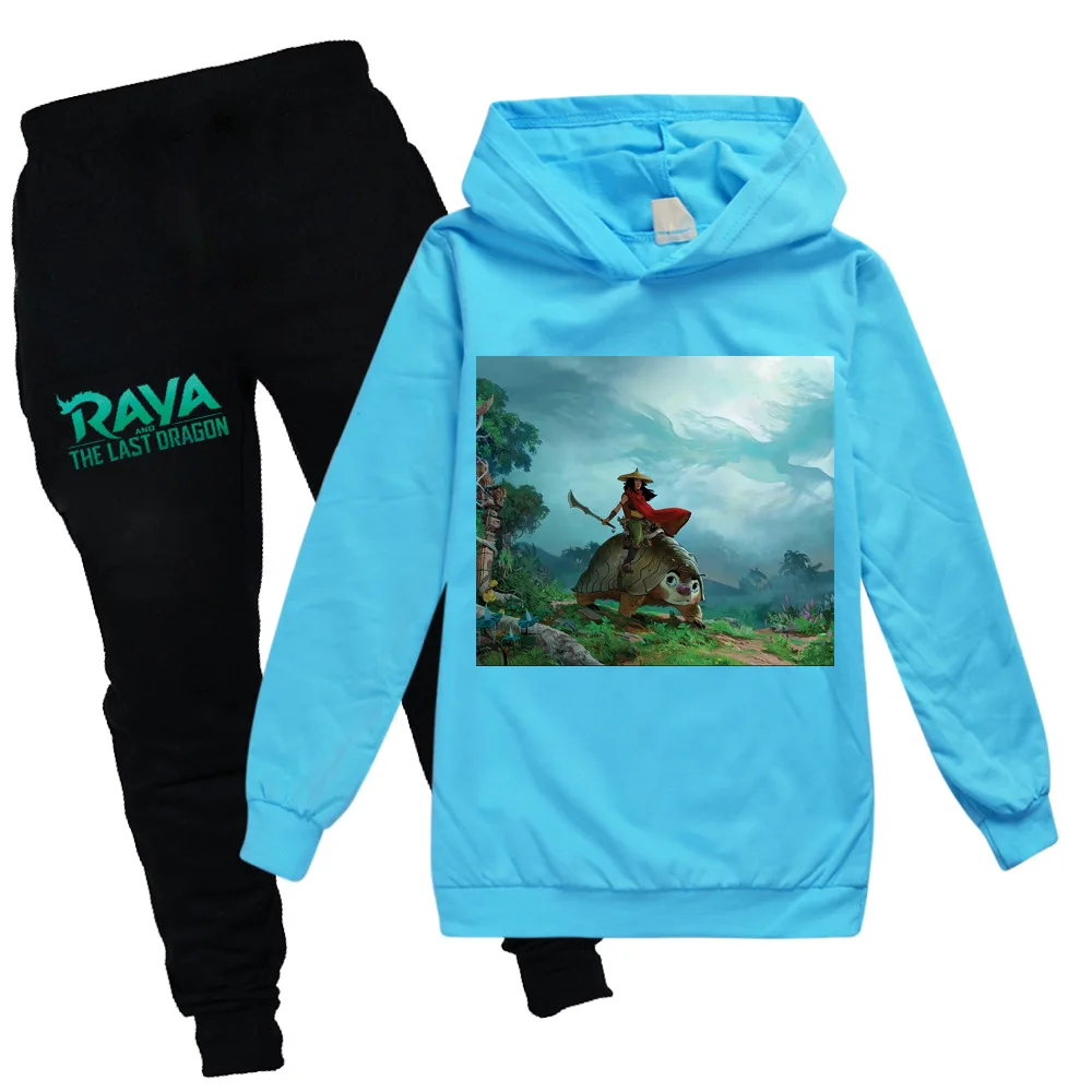 

Kids Clothes Sets Girls Raya and The Last Dargon Tracksuit Boys Cotton Hoodies 2021 Autumn Sweatshirts Pants Long Sleeve Outfits
