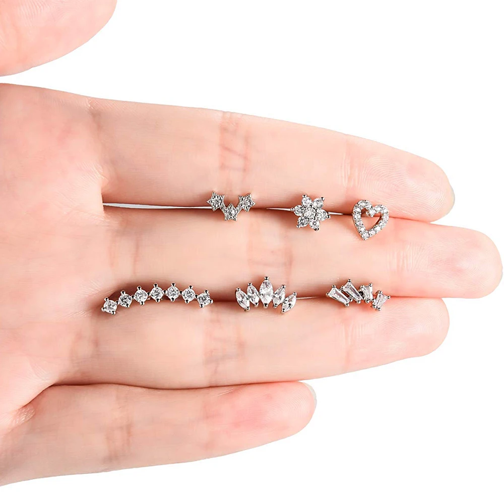 Набор серег для пирсинга серьги с кристаллами в форме цветка козелка уха завитка