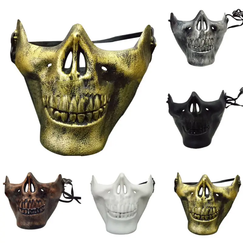 Хэллоуин цвета: золотистый серебристый Скелет половина череп уход за кожей лица