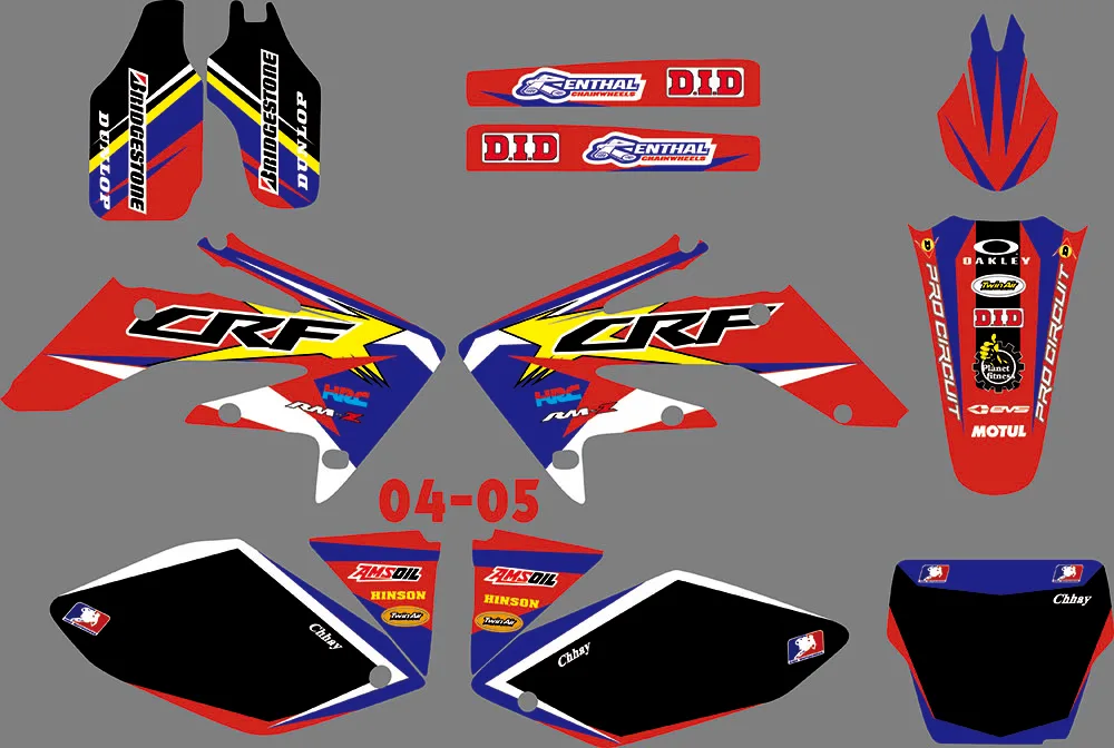 

GRAPHICS Personalised Stickers Motorcycle Decos Kits for HONDA CRF250R CRF2502004 2005 2006 2007 2008 2009 0655