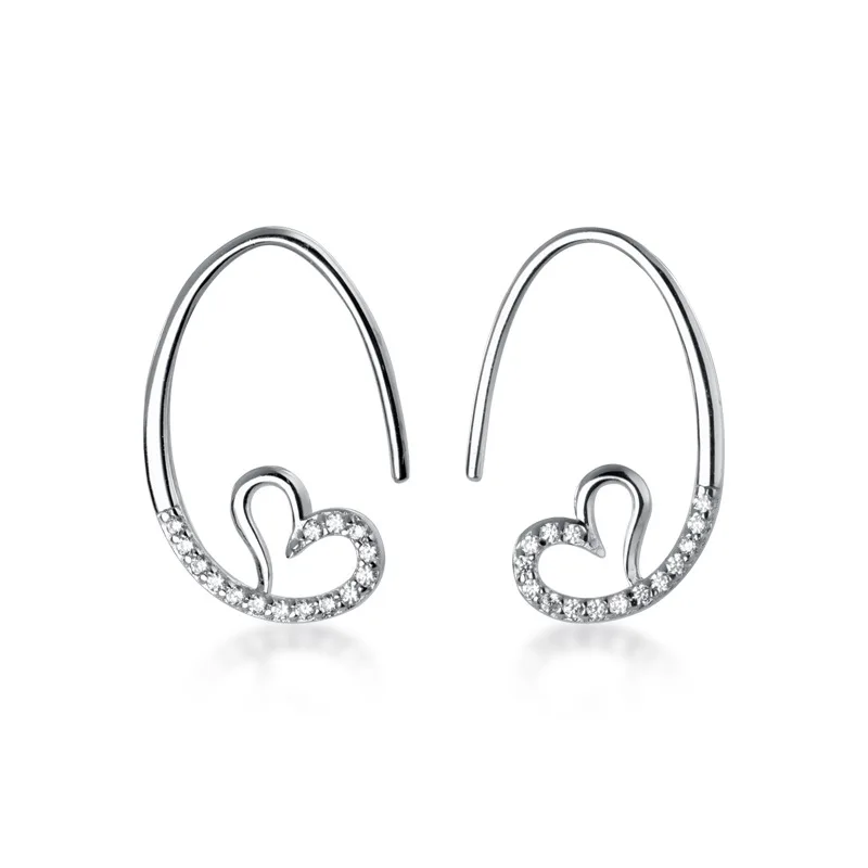 

MloveAcc Elegant Heart Drop Earrings for Women Real 925 Sterling Silver Dangle Earrings Pretty Girls Gift