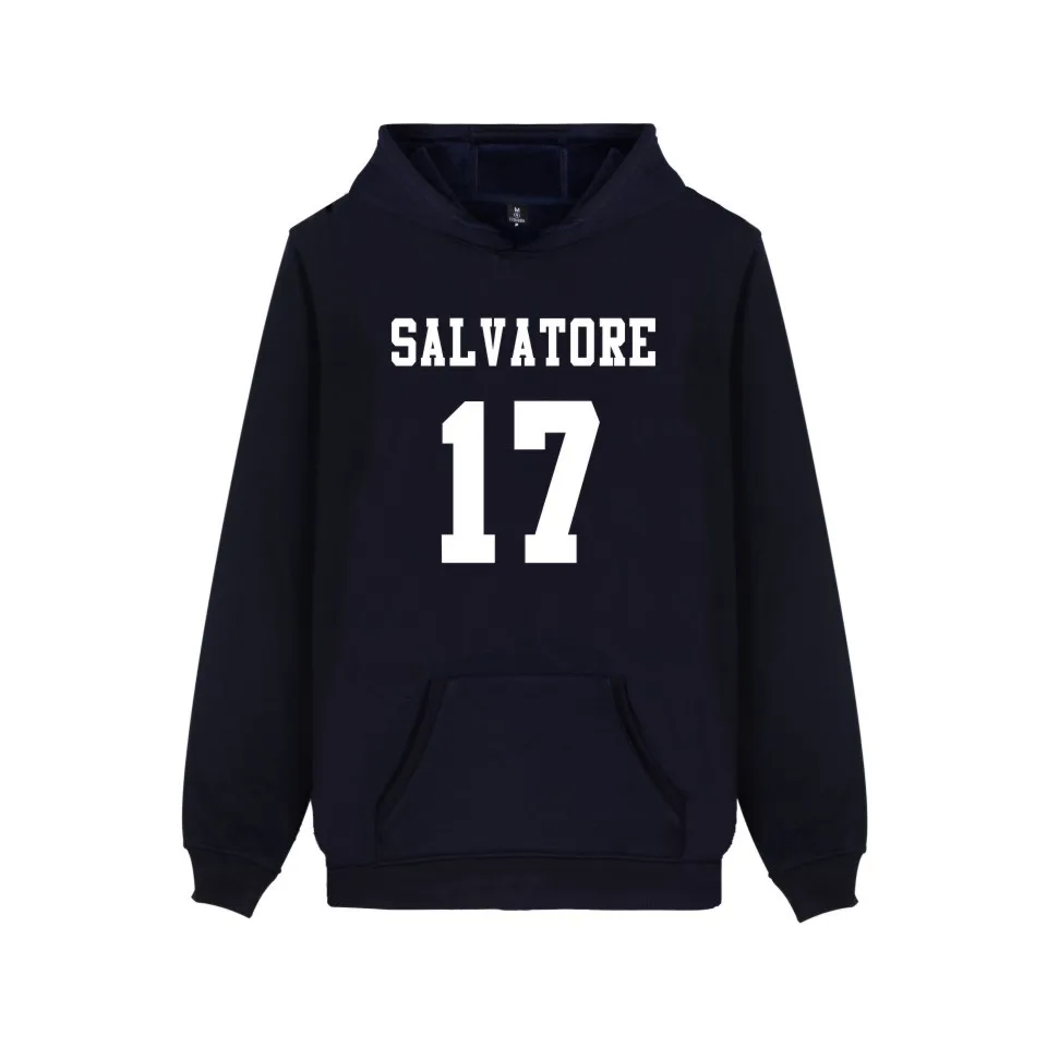 

Salvatore 17 Vampire Diaries Mystic Falls Timberwolves Hoodies Sweatshirts Men/Women Fashion Hip Hop Hoodie Cool Streetwear Coat